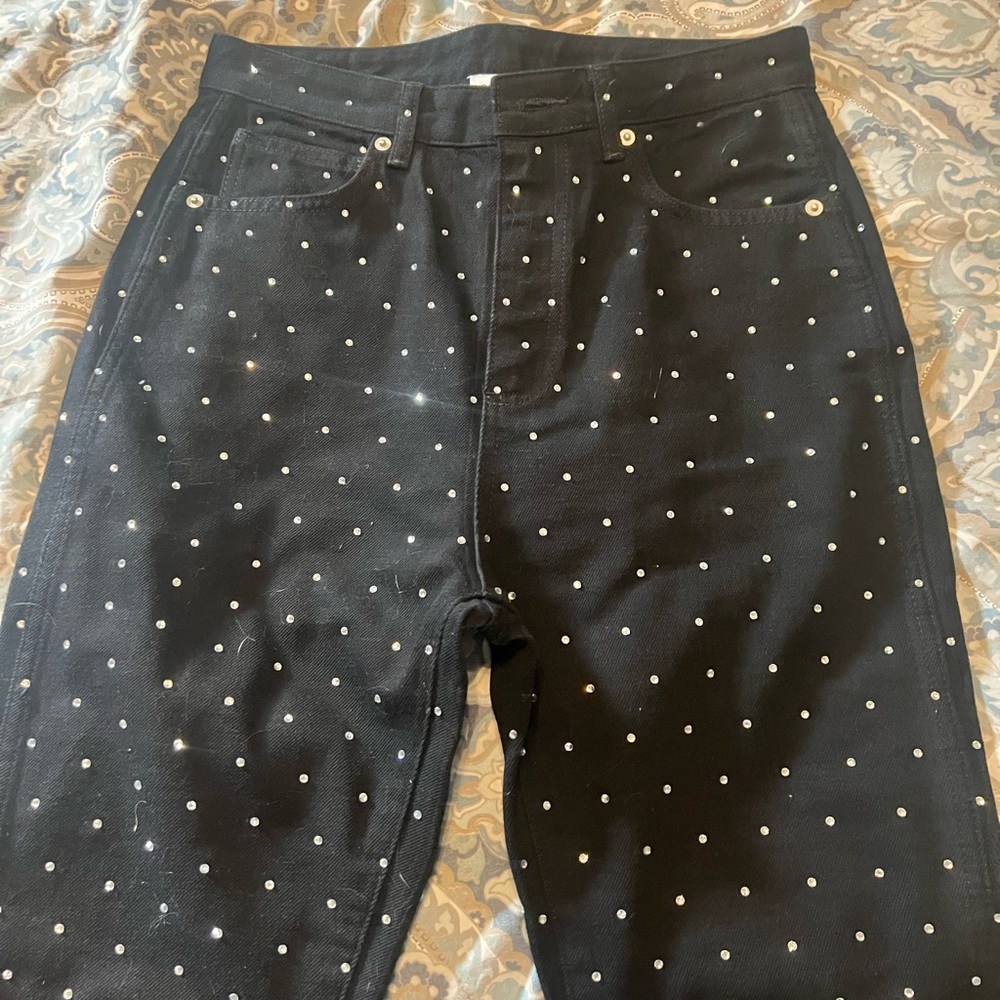 Black High Waist Rinestone Gianni bini straight leg pants